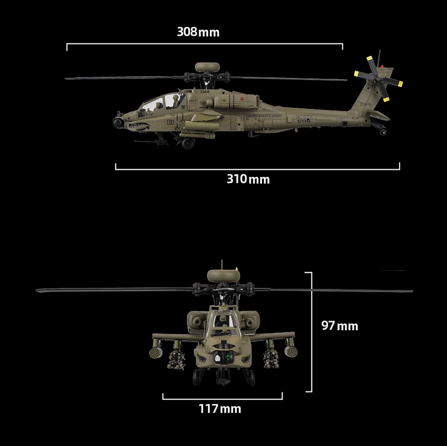 310MM 6CH C170 AH-64D Remote C - Rc Helicopter Large incelemesi ve fiyatı