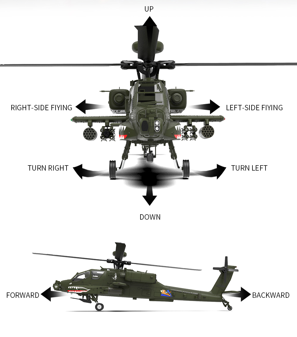 YXZNRC F11 AH-64D Apache RC He - Rc Helicopter Gyro incelemesi ve fiyatı